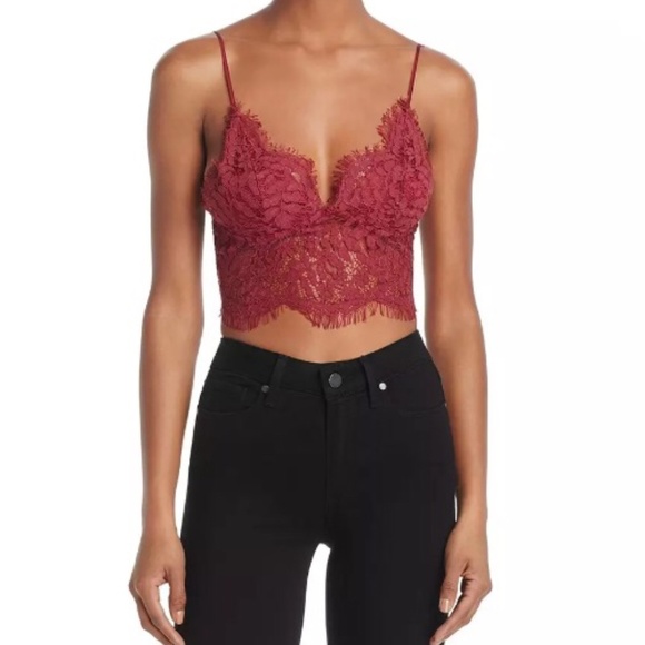red lace bralette crop top